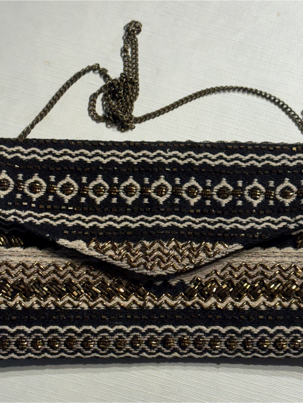 Sfera Beaded Geometric clutch